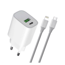 BLAUTEL 4-OK USB-C / USB-A Hálózati töltő + Lightning kábel - Fehér (20W) mobiltelefon kellék
