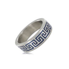 Blue Greek Key Design Cockring. Ármérő:45mm péniszgyűrű