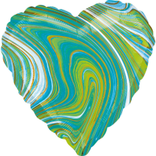 Blue Green Heart, Kék Zöld Szív Fólia lufi 43 cm party kellék