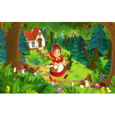  Blueback MAT Fotótapéta, 300 x 200 cm, Piroska és az erdei házikó tapéta, díszléc és más dekoráció