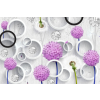  Blueback Mat Tapéta, Lila és fehér pitypang, fehér és fekete körök, 350 x 200 cm