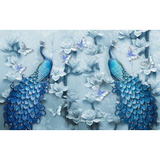  Blueback MAT tapéta, pávák, virágok, kék pillangók, 300 x 200 cm tapéta, díszléc és más dekoráció
