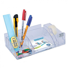 BLUERING Írószertartó 8 rekeszes, 230x125x65mm, ragszalag tépővel műanyag, Bluering® víztiszta írószertartó