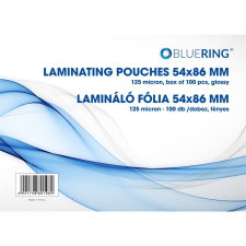 BLUERING meleglamináló fólia, 54x86 mm, 125 mikron, 100 db lamináló fólia