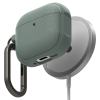  Bluetooth fülhallgató töltőtok tartó, szilikon, vezeték nélküli töltés támogatás, Magsafe kompatibilis, karabiner, Apple AirPods 4 kompatiblis, Ringke Onyx Magnetic, zöld