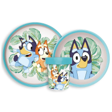 Bluey Bluey Tropical csúszásmentes étkészlet, micro műanyag szett babaétkészlet