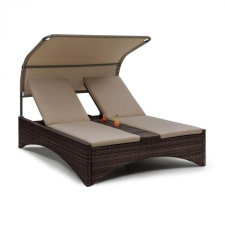 Blumfeldt Eremitage Double Lounger, kétszemélyes napozóágy, alumínium / rattan, barna kerti bútor