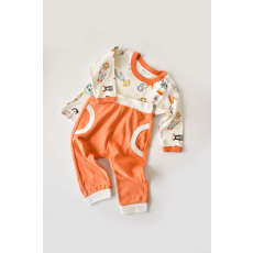  Blúz szett hosszú ujjú és hosszú nadrággal, 100% organikus pamut, BabyCosy, narancssárga (Méret: 6-9 hónapos)