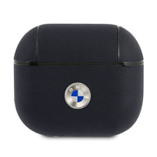 BMW BMA3SSLNA AirPods 3 kék valódi bőr ezüstszínű logós tok fülhallgató, fejhallgató tok