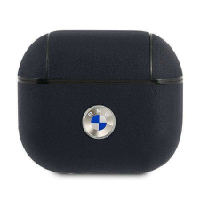 BMW BMA3SSLNA AirPods 3 kék valódi bőr ezüstszínű logós tok fülhallgató, fejhallgató tok