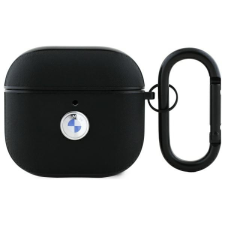 BMW BMA4SSLBK Geniune Leather Silver Logo tok AirPods 4 - fekete fülhallgató, fejhallgató tok