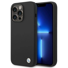 BMW BMHCP14LSILBK iPhone 14 Pro 6,1" fekete szilikon fém logós tok tok és táska