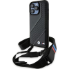 BMW BMHCP15L23PSCCK iPhone 15 Pro 6.1" Fekete Keménytok M Edition Carbon Stripe & Strap (BMW619)