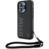 BMW BMHCP15L23RMRLK iPhone 15 Pro 6.1" Fekete Keménytok Signature Leather Wordmark Vezeték (BMW622)