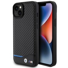 BMW BMHCP15M22NBCK iPhone 15 Plus 6.7" fekete bőr Carbon tok tok és táska