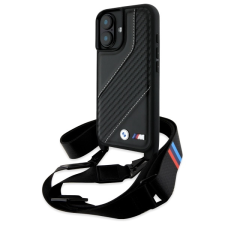 BMW BMHCP16M23PSCCK M Edition Carbon Stripe & Strap keménytok iPhone 16 Plus - fekete tok és táska