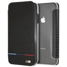 BMW BMTRBKI65PUCARTCBK iPhone XS Max fekete Carbon csíkos könyvtok tok és táska