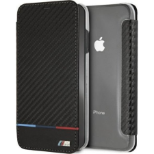 BMW BMTRBKI65PUCARTCBK iPhone XS Max Fekete Carbon Csíkos Könyvtok (BMW332) tok és táska