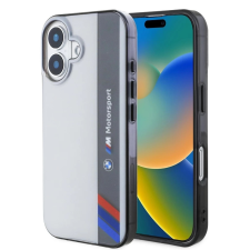 BMW IML Motorsport Vertical Stripe tok iPhone 16 Plus készülékhez szürke tok és táska