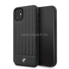 BMW iPhone 11 Pro Max csíkos fekete kemény bőrtok (BMHCN65POCBK) tok és táska