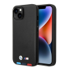 BMW Leather Stamp Tricolor Apple iPhone 14 Plus hátlap tok, fekete