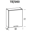 Bog-fran Tiffany felső szekrény 60 cm  Fényes fehér fronttal