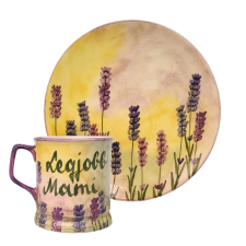 BögeManufaktúra Feliratos neves Levendula bögre és reggeliző tányér bögrék, csészék
