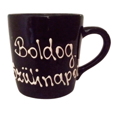 BögeManufaktúra Feliratos neves Szív Bögre fekete bögrék, csészék