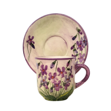 BögeManufaktúra Ibolyás kávés bögre és tányér bögrék, csészék