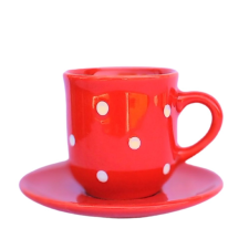 BögeManufaktúra Kávés bögre kistányérral piros bögrék, csészék