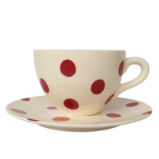 BögeManufaktúra Piros pöttyös kisjumbo és reggeliző tányér bögrék, csészék