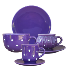BögeManufaktúra Reggeliző nagy szett lila bögrék, csészék
