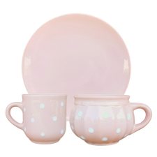 BögeManufaktúra Reggeliző szett pasztel rózsa bögrék, csészék
