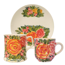 BögeManufaktúra Virágos reggeliző szett FL001 bögrék, csészék