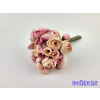  Boglárka 36 vegyes fejes kötegelt selyemvirág csokor 30 cm - Rózsaszín-Barack mix