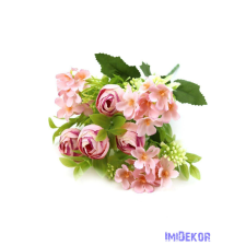  Boglárka + kis virágos selyem csokor 30cm 272 - Cirmos Rózsaszín dekorációs kellék