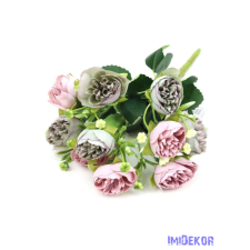  Boglárka selyemvirág csokor 30cm - Lila-Szürke dekorációs kellék