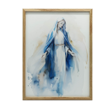 Błogosławiona Maryja, 30x40 cm, rama drewniana biała, papier matowy 230 gsm grafika, keretezett kép