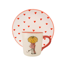 Bögre Manufaktúra Esernyős Szeretlek bögre Reggeliző tányérral bögrék, csészék