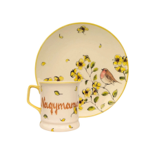 Bögre Manufaktúra Feliratos neves Tavaszi madárkás bögre és reggeliző tányér bögrék, csészék