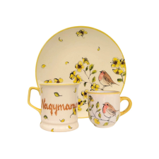 Bögre Manufaktúra Feliratos neves Tavaszi madárkás reggeliző szett bögrék, csészék