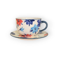 Bögre Manufaktúra Kék virágos jumbó bögre  és reggeliző tányér bögrék, csészék