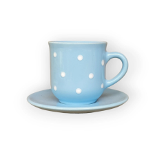 Bögre Manufaktúra Kévés bögre kistányérral pasztell kék bögrék, csészék