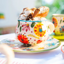 Bögre Manufaktúra Mese virágos csupor bögre és reggeliző tányér bögrék, csészék