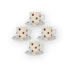 Bögre Manufaktúra Négyszemélyes kávés szett piros pöttyös bögrék, csészék