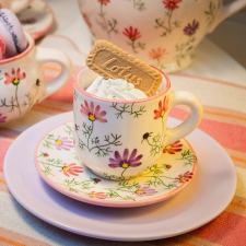 Bögre Manufaktúra pille virág kávés bögre és kistányér bögrék, csészék