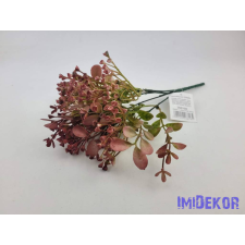  Bogyós 5 ágú műzöld csokor 29 cm - Bordó dekorációs kellék