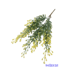  Bogyós műzöld csokor 36cm - Sárga dekorációs kellék