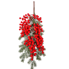  Bogyós, tobozos fenyődísz akasztós 60cm dekorációs kellék