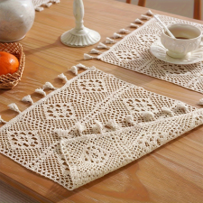  Bohém Klasszikus Egyszínű Kézzel Készített Horgolt, Kötött Tányér alátét konyhai eszköz